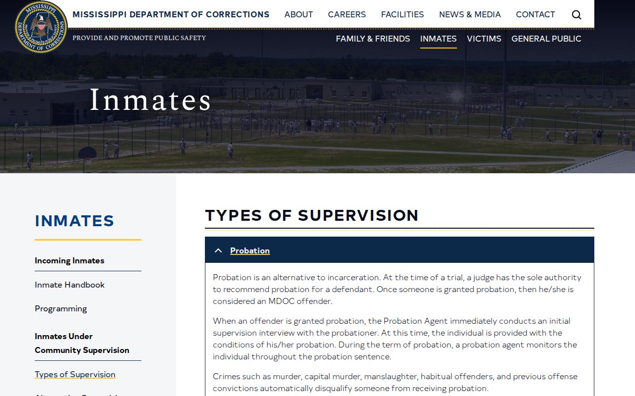 Benton County release date guidance showing Mississippi 85/15 and supervision distinctions
