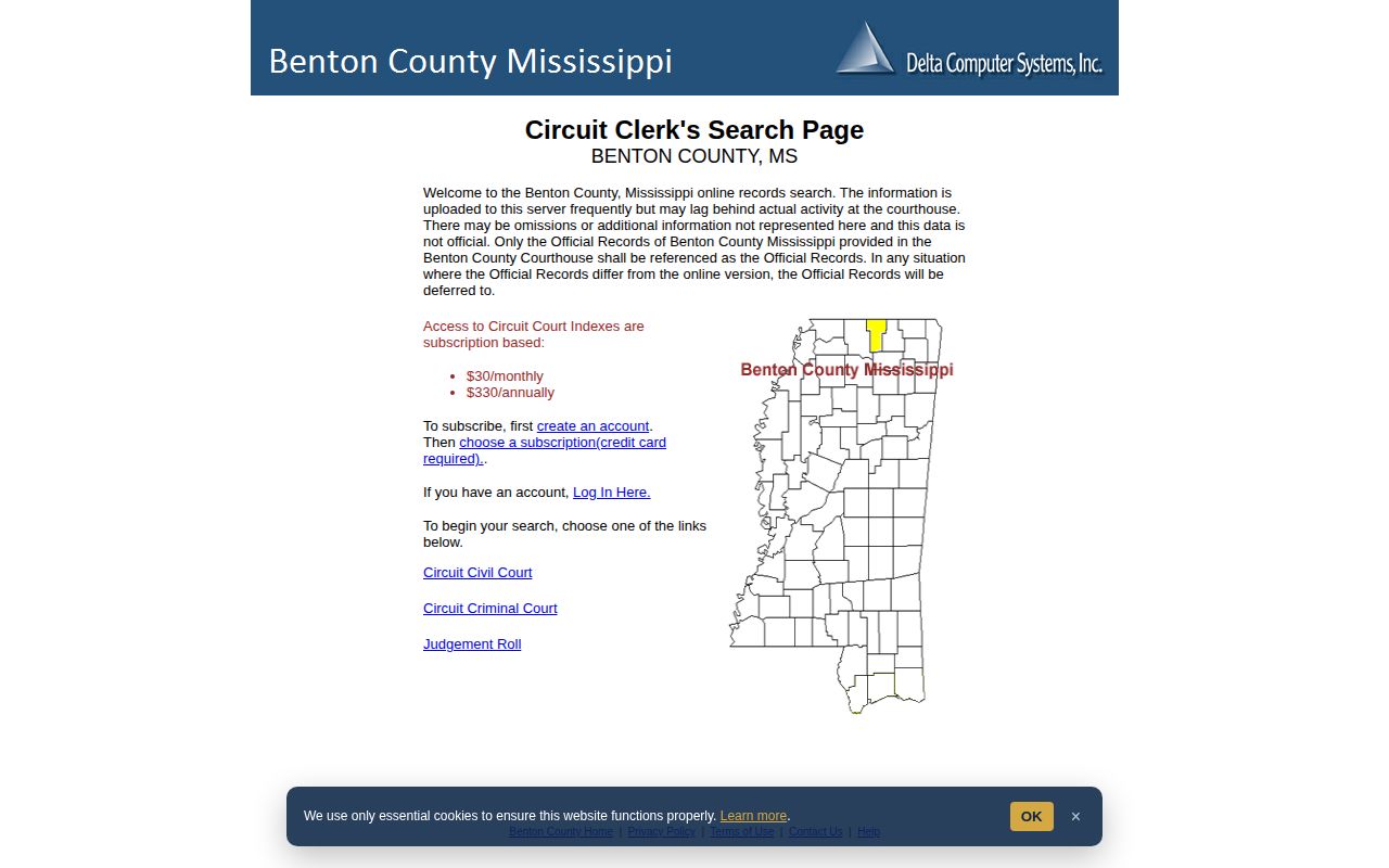 Benton County court portal notice for released inmate case records