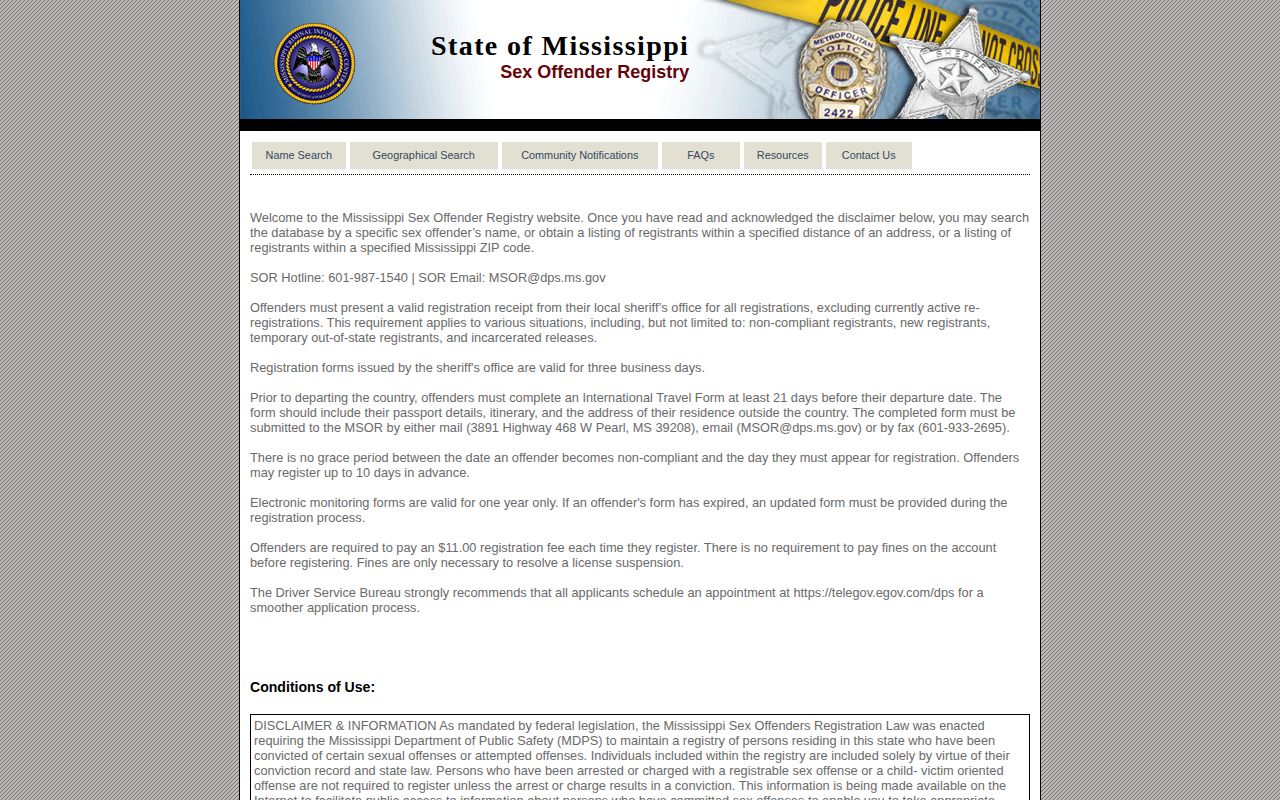 Mississippi registry source separate from Benton County VINE release records